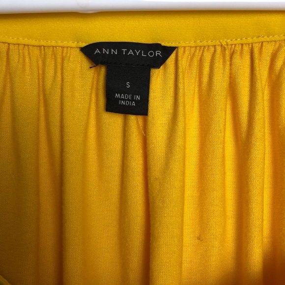 Ann Taylor Flutter Sleeve Mustard Yellow Blouse - Picture 3 of 6